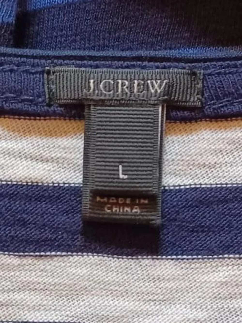 EUC J. Crew Striped Long Sleeve Tee w/Gold Buttons on Shoulder Size Large